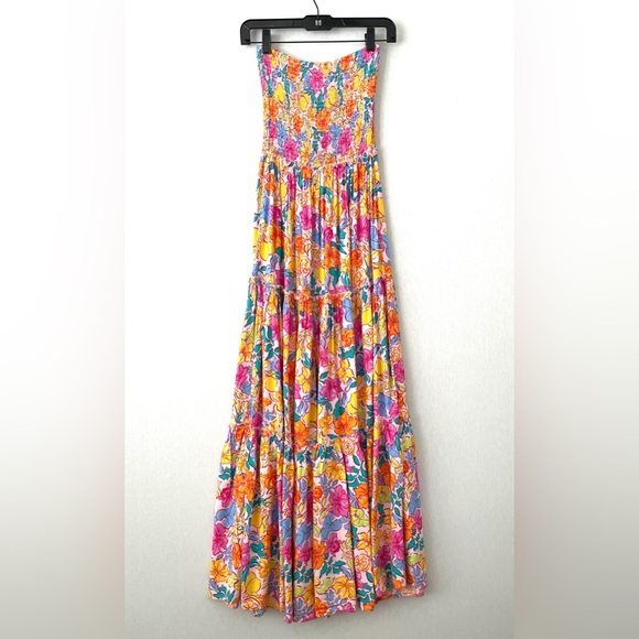 Abel The Label Strapless Tiered Floral Maxi Dress Anthropologie - Picture 3 of 8
